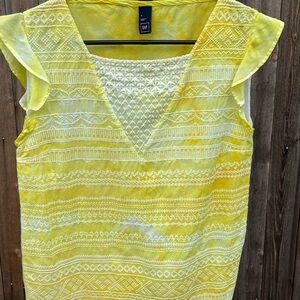 GAP Ice-Dyed Yellow Embroidered Blouse